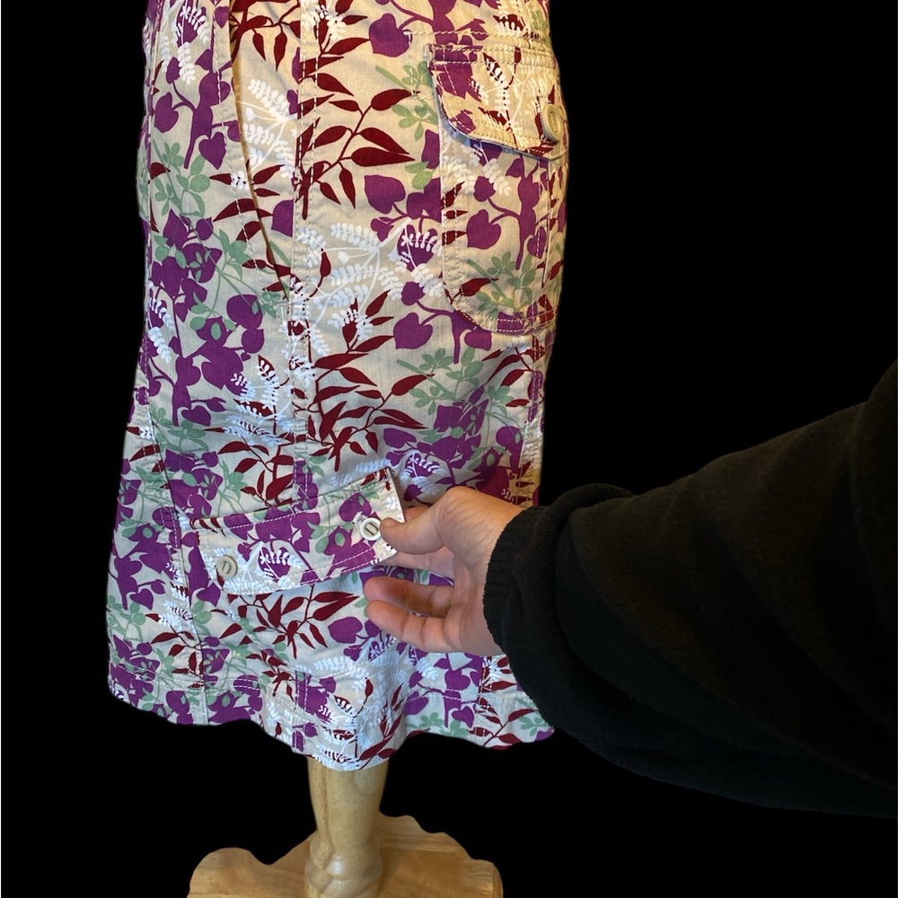 Eddie Bauer Red and Purple Floral A-line Midi Skirt - Picture 4 of 6